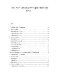 2025-2030中國(guó)物流信息化平臺(tái)建設(shè)與數(shù)據(jù)價(jià)值挖掘報(bào)告