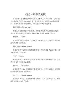 核能術(shù)語中英對照