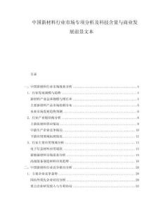 中國新材料行業(yè)市場專項分析及科技含量與商業(yè)發(fā)展前景文本