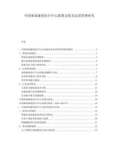 中國戒毒康復醫(yī)療中心政策支持及運營管理研究