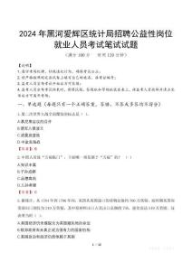 2024年黑河愛輝區(qū)統(tǒng)計局招聘公益性崗位就業(yè)人員真題