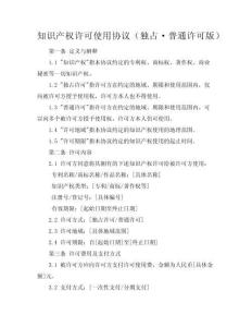 知識產權許可使用協議（獨占·普通許可版）