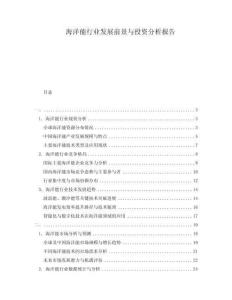 海洋能行業(yè)發(fā)展前景與投資分析報(bào)告