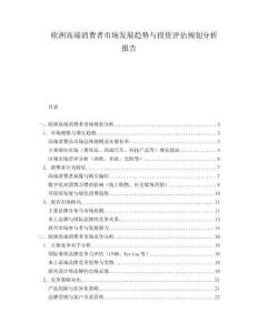 歐洲高端消費(fèi)者市場發(fā)展趨勢與投資評估規(guī)劃分析報告