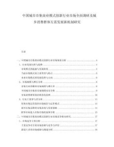 中國城市市集商業模式創新行業市場全面調研及城鄉消費群體互需發展新機制研究