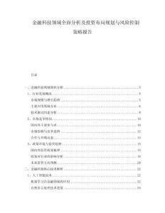 金融科技領(lǐng)域全面分析及投資布局規(guī)劃與風(fēng)險(xiǎn)控制策略報(bào)告