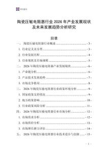 陶瓷壓敏電阻器行業(yè)2026年產(chǎn)業(yè)發(fā)展現(xiàn)狀及未來發(fā)展趨勢分析研究