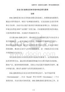 企業(yè)ESG戰(zhàn)略在資本市場中的應(yīng)用與影響