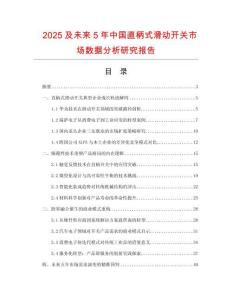 2025及未來5年中國直柄式滑動開關市場數據分析研究報告