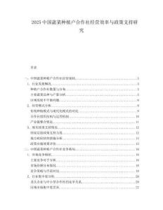 2025中國蔬菜種植戶合作社經營效率與政策支持研究