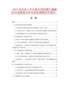 2025及未來5年中國半球型黑白攝像機市場數(shù)據(jù)分析及競爭策略研究報告