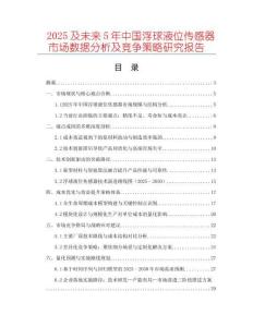 2025及未來5年中國浮球液位傳感器市場數據分析及競爭策略研究報告
