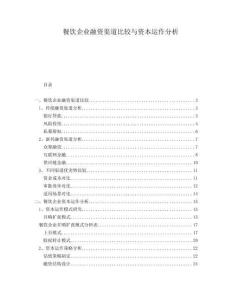 餐飲企業(yè)融資渠道比較與資本運作分析