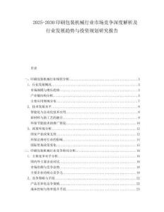 2025-2030印刷包裝機械行業市場競爭深度解析及行業發展趨勢與投資規劃研究報告