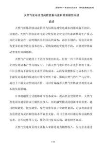 天然氣發電項目風險因素與盈利預測模型構建