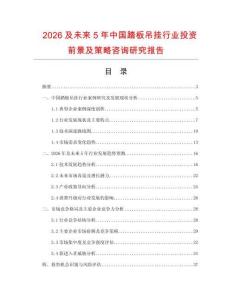 2026及未來5年中國踏板吊掛行業(yè)投資前景及策略咨詢研究報告