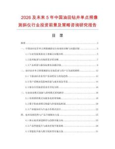 2026及未來5年中國油田鉆井單點照像測斜儀行業投資前景及策略咨詢研究報告