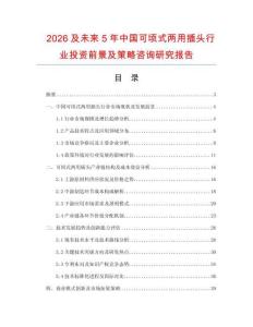 2026及未來5年中國可頃式兩用插頭行業(yè)投資前景及策略咨詢研究報告