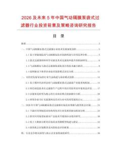 2026及未來5年中國氣動隔膜泵袋式過濾器行業(yè)投資前景及策略咨詢研究報告