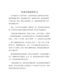 穿進(jìn)哈利波特作文