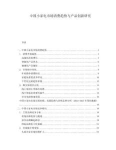 中國小家電市場消費趨勢與產品創新研究