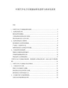 中國汽車電子后視鏡標準化進程與商業(yè)化前景