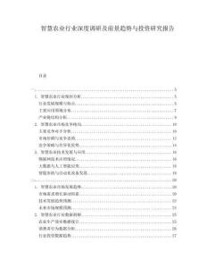 智慧農(nóng)業(yè)行業(yè)深度調(diào)研及前景趨勢與投資研究報(bào)告