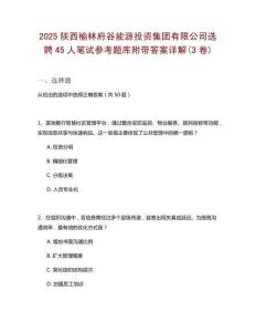 2025陜西榆林府谷能源投資集團(tuán)有限公司選聘45人筆試參考題庫附帶答案詳解(3卷)
