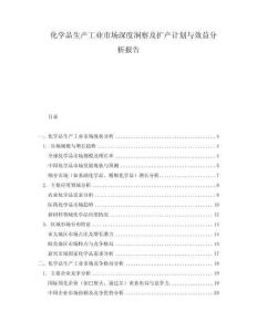 化學品生產(chǎn)工業(yè)市場深度洞察及擴產(chǎn)計劃與效益分析報告