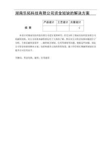 湖南樂拓科技有限公司資金短缺的解決方案