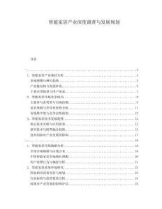 智能家居產(chǎn)業(yè)深度調(diào)查與發(fā)展規(guī)劃