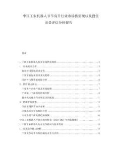 中國工業(yè)機(jī)器人節(jié)節(jié)高升行業(yè)市場供需現(xiàn)狀及投資前景評估分析報告
