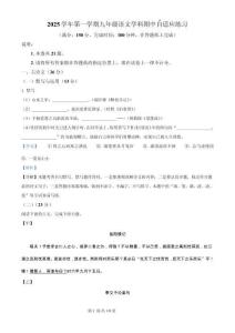 上海市普陀區(qū)2025-2026學(xué)年（五四學(xué)制）九年級上學(xué)期期中語文試題（解析版）