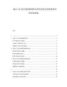威爾士礦業(yè)市場資源囤積分析需求供應(yīng)趨勢投資評估發(fā)展規(guī)劃