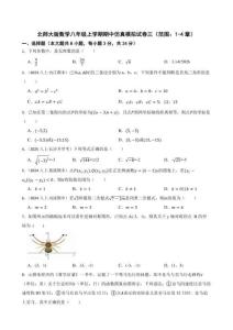 2025-2026北師大版數(shù)學(xué)八年級(jí)上學(xué)期期中測(cè)試試卷三（范圍：1-4章）(學(xué)生版)