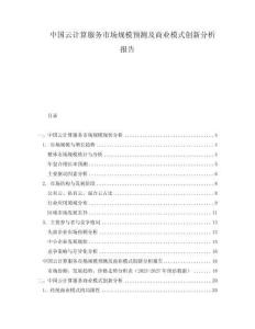 中國云計算服務市場規(guī)模預測及商業(yè)模式創(chuàng)新分析報告