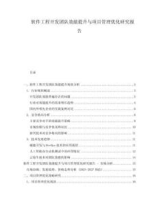 軟件工程開發(fā)團隊效能提升與項目管理優(yōu)化研究報告