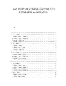 2025-2030防災(zāi)減災(zāi)工程建設(shè)地質(zhì)災(zāi)害識別應(yīng)急預(yù)案物資儲備投資方向規(guī)劃分析報告