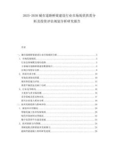 2025-2030城市道路橋梁建設行業(yè)市場現(xiàn)狀供需分析及投資評估規(guī)劃分析研究報告