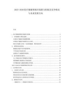 2025-2030醫(yī)療健康領(lǐng)域市場(chǎng)潛力挖掘及競(jìng)爭(zhēng)格局與未來(lái)發(fā)展方向