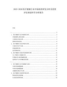 2025-2030醫(yī)療健康行業(yè)市場現(xiàn)狀研發(fā)分析及投資評估規(guī)劃科學(xué)分析報告