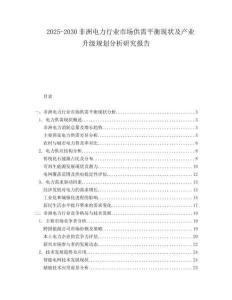 2025-2030非洲電力行業(yè)市場(chǎng)供需平衡現(xiàn)狀及產(chǎn)業(yè)升級(jí)規(guī)劃分析研究報(bào)告