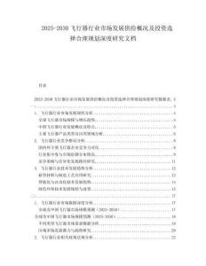 2025-2030飛行器行業(yè)市場(chǎng)發(fā)展供給概況及投資選擇合理規(guī)劃深度研究文檔
