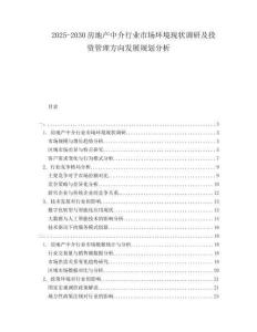 2025-2030房地產(chǎn)中介行業(yè)市場(chǎng)環(huán)境現(xiàn)狀調(diào)研及投資管理方向發(fā)展規(guī)劃分析