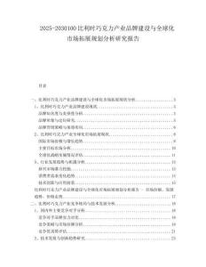 2025-2030100比利時(shí)巧克力產(chǎn)業(yè)品牌建設(shè)與全球化市場(chǎng)拓展規(guī)劃分析研究報(bào)告