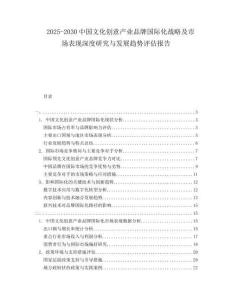 2025-2030中國(guó)文化創(chuàng)意產(chǎn)業(yè)品牌國(guó)際化戰(zhàn)略及市場(chǎng)表現(xiàn)深度研究與發(fā)展趨勢(shì)評(píng)估報(bào)告