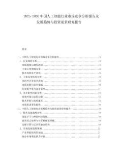 2025-2030中國人工智能行業(yè)市場競爭分析報告及發(fā)展趨勢與投資前景研究報告