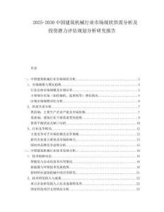 2025-2030中國建筑機(jī)械行業(yè)市場現(xiàn)狀供需分析及投資潛力評估規(guī)劃分析研究報(bào)告