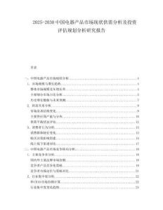 2025-2030中國電器產(chǎn)品市場現(xiàn)狀供需分析及投資評估規(guī)劃分析研究報告