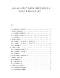 2025-2030中國電力培訓(xùn)服務(wù)市場深度調(diào)研及發(fā)展趨勢與投資價值評估研究報告
